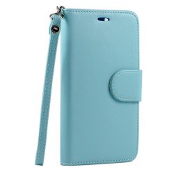 iPhone 6 Plus 5.5 Folio Flip Leather Wallet Case with Strap (Blue)